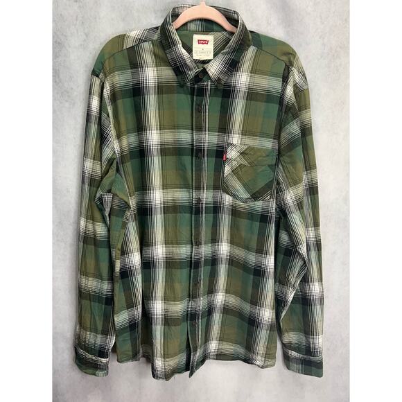 Vintage Levi’s Men Long Sleeve Button Down Shirt Size XL Green - Picture 1 of 7